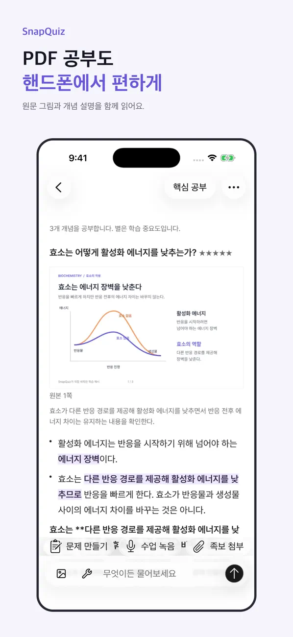 SnapQuiz에서 원문 그림과 개념 설명 읽기